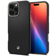 Spigen tok iPhone 16 Pro készülékhez, Enzo Aramid MagSafe, carbon fekete + 9H edzett üveg