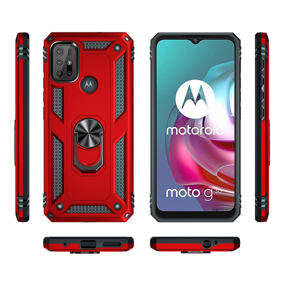 Páncélozott telefontok a Motorola Moto G10/G30, Nox Case Ring, piros