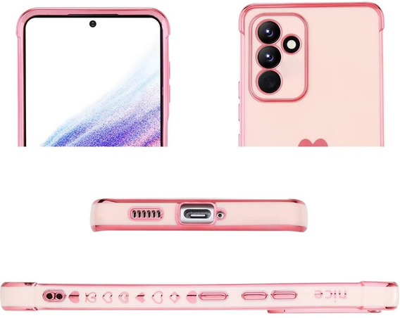 tok Samsung Galaxy S23 FE, Electro heart, rózsaszín rose gold + Full Glue Kerámiaüveg