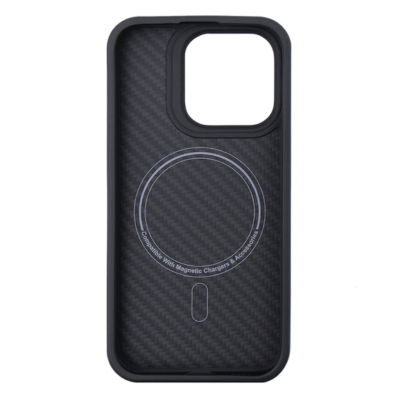 Tok iPhone 15 Pro Max, Aramid Fiber Cover, fekete