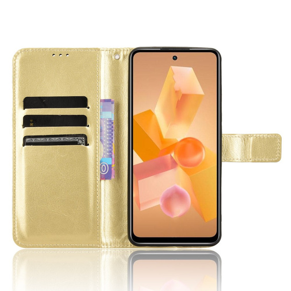 Pattintható tok a Infinix Hot 40i, Crazy Horse Wallet, arany