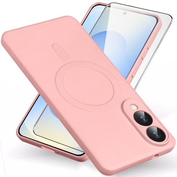 A tok Samsung Galaxy S25 Edge, Silicone Lite, rózsaszín + 9H üveg 