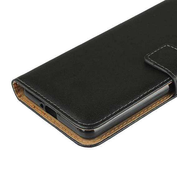 Pattintható tok a Sony Xperia 10 II, Case Genuine Leather, fekete