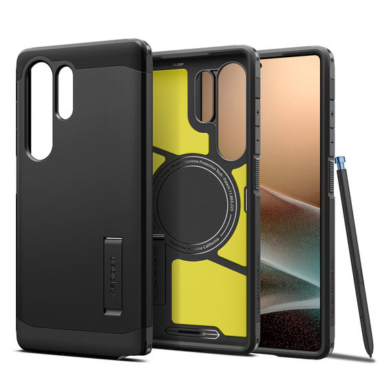 Spigen tok Samsung Galaxy S25 Ultra készülékhez, Tough Armor Mag Mag MagSafe, fekete + 9H edzett üveg