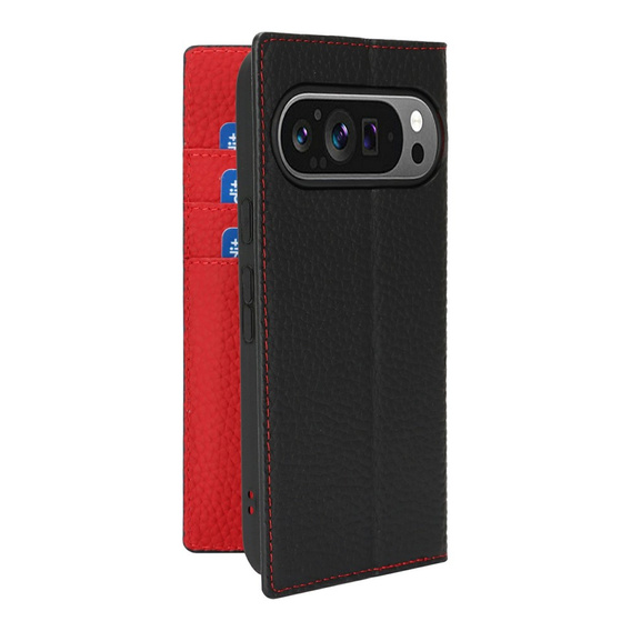 Pántos tok Google Pixel 10 / 10 Pro, Litchi Grain bőr, fekete