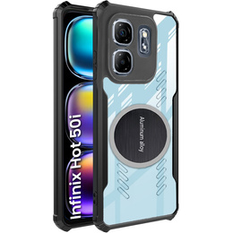 Tok Infinix Hot 50i 4G, mágneses lemezzel, átlátszó / fekete