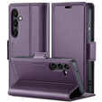 Tok Samsung Galaxy A55, ERBORD Glossy Litchi, pénztárca patenttal, lila