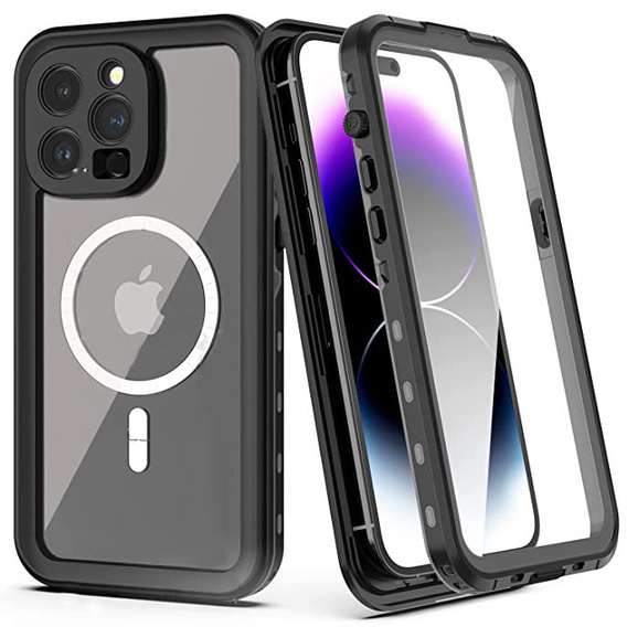 Vízálló tok iPhone 14 Pro, Redpepper, MagSafe-hoz, fekete