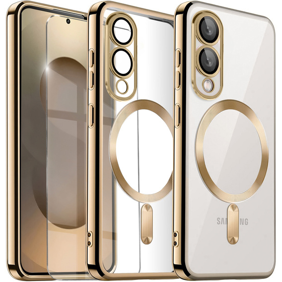 Tok Samsung Galaxy S25 Edge-hoz, Electro MagSafe, arany + üveg a képernyőhöz