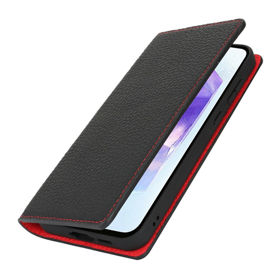 Pattintható tok a Samsung Galaxy S25+ Plus, Litchi Skin Grain, fekete