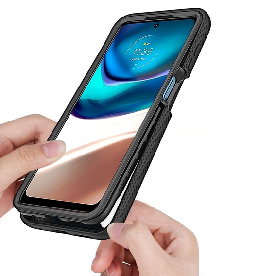 Tok Motorola Moto G42 4G készülékhez, Shockproof, fóliával, fekete