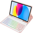 Kivilágított bluetooth billentyűzettel ellátott tok iPad 10.9 2022 (10 gen.), rózsaszín