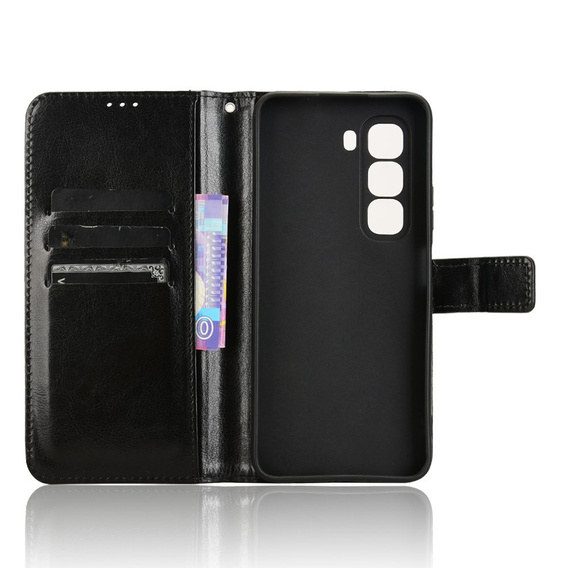Pattintható tok a Infinix Hot 50 Pro+ 4G, Crazy Horse Wallet, fekete