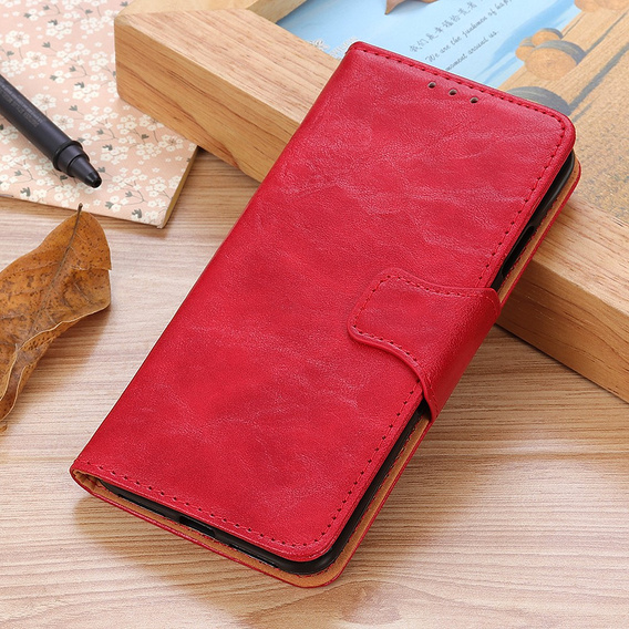 Pattintható tok a Samsung Galaxy S25 Edge, Crazy Horse Wallet, piros