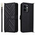 Tok patenttal a Oppo Reno 13F 5G-hez, Crossbody Leather Wallet, fekete