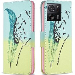 Pattintható tok a Xiaomi 13T / 13T Pro / Redmi K60 Ultra, Wallet, feather, kék