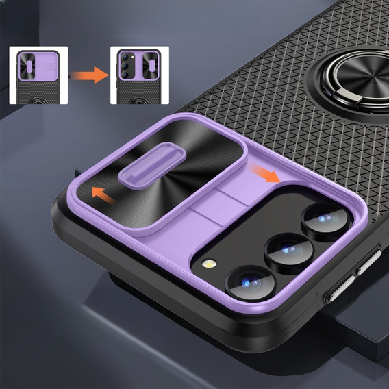 Telefontok a Samsung Galaxy S23, Camera Slide Ring, fekete / lila