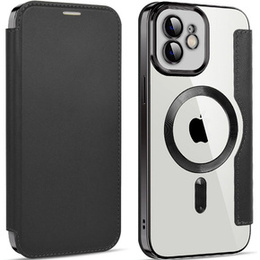 Pattintható tok a iPhone 12, RFID Wallet MagSafe CamShield, fekete