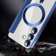 Pattintható tok a Samsung Galaxy S24+ Plus, RFID Wallet MagSafe CamShield, sötétkék