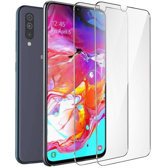 2x edzett üveg a Samsung Galaxy A70, ERBORD 9H Hard Glass a képernyőn