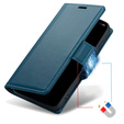 Tok Oppo Reno 12, ERBORD Glossy Litchi, pénztárca patenttal, kék