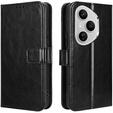 Pattintható tok a Honor 400 Pro 5G, Crazy Horse Wallet, fekete