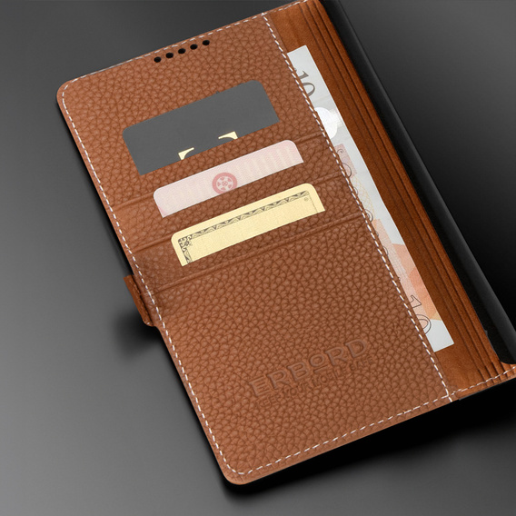 Bőr tok Samsung Galaxy S24-hoz, ERBORD LeatherWallet, barna