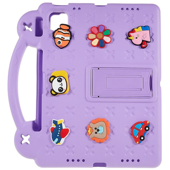 Gyermek tok Apple iPad Air 11" 6 gen. 2024, Cute Patterns, állvánnyal, lila