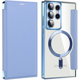 Pattintható tok a Samsung Galaxy S22 Ultra 5G, RFID Wallet MagSafe CamShield, kék