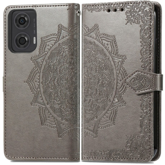 Pattintható tok a Motorola Moto E14, Mandala, szürke