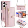 Pattintható tok a Xiaomi Redmi Note 13 Pro+, Wallet Zipper Pocket, rózsaszín