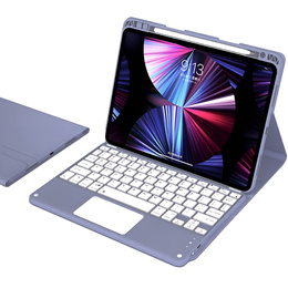 Tok + billentyűzet iPad 10.2 2021 / 2020 / 2019 / Air 10.5 2019, Leather Pen Slot TouchPad, lila