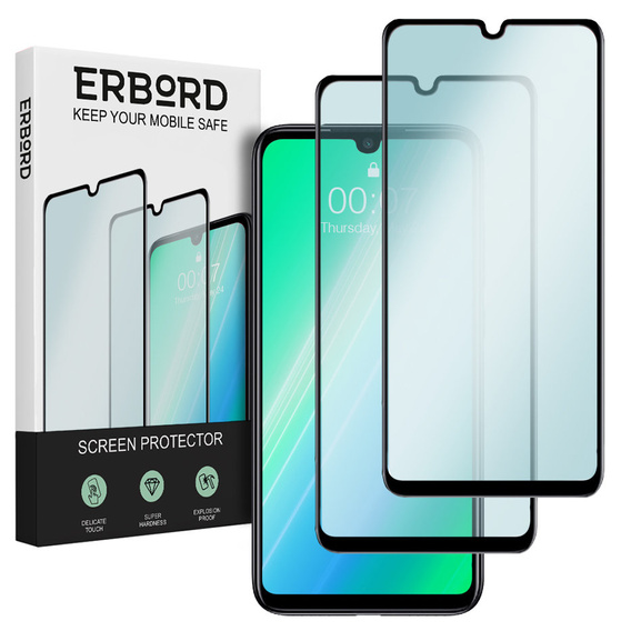 2x edzett üveg a Xiaomi Redmi Note 7, ERBORD 3D teljes képernyő