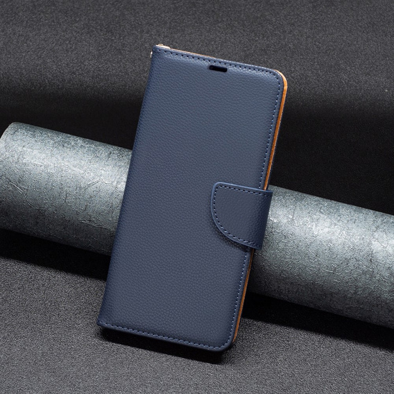 Pattintható tok a Samsung Galaxy A55 5G, Wallet Litchi Leather, tengerészkék