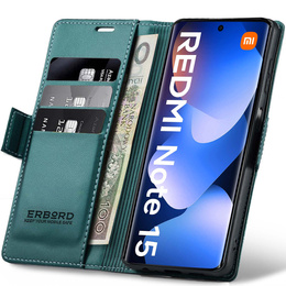 ERBORD Fényes Litchi flip tok Xiaomi Redmi Note 15 5G készülékhez