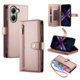 Pattintható tok a Xiaomi Poco X7 Pro 5G, Wallet Zipper Pocket, rózsaszín