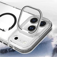 Tok iPhone 17 Pro Max készülékhez, MagSafe, állvánnyal, átlátszó, fekete betétekkel