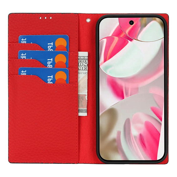 Pántos tok Google Pixel 10 / 10 Pro, Litchi Grain bőr, fekete