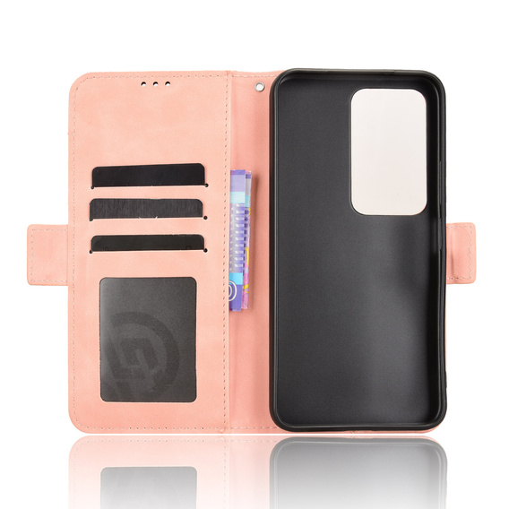 Pántos tok Xiaomi Redmi 15 5G / 4G, kártya foglalat, pénztárca, rózsaszín, rózsaszín