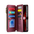 Tok CASEME Samsung Galaxy S24 FE, RFID Leather Wallet, vállpánttal, piros