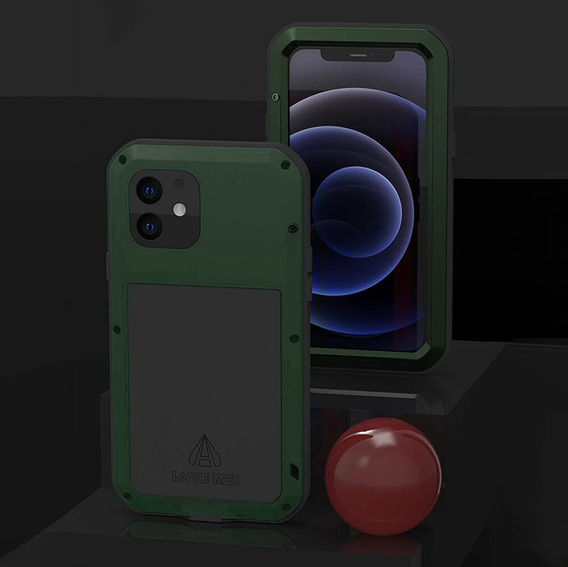 Love Mei Telefontok a iPhone 12 Mini, armored with glass, zöld