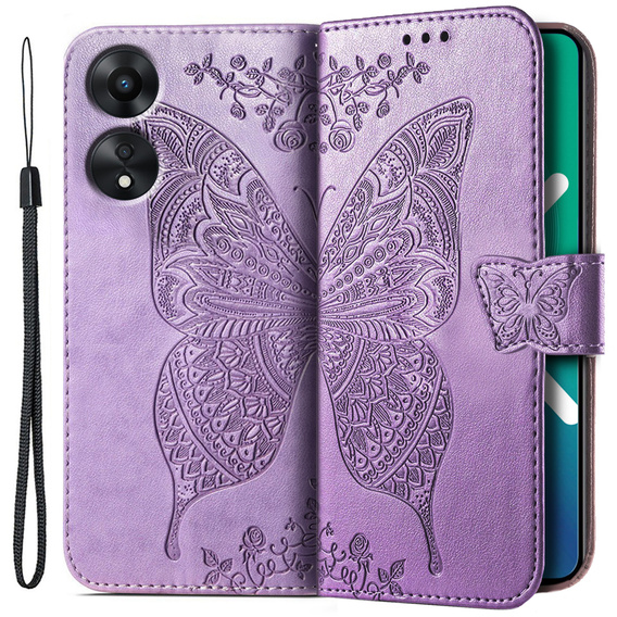 Pattintható tok a Oppo A78 5G, Butterfly, lila