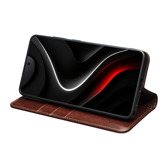 Qialino bőr tok fedéllel Pénztárca Samsung Galaxy S26 Ultra készülékhez, barna