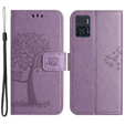 Pattintható tok a Motorola Moto E22 / E22i, Wallet, tree i sowy, lila