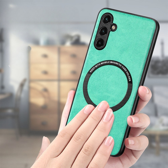 Telefontok a Samsung Galaxy A14 5G, Leather Hybrid MagSafe, zöld