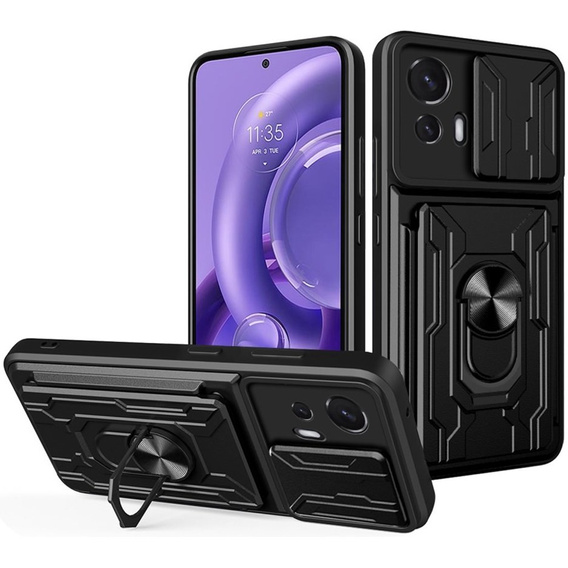 Páncélozott tok a Motorola Edge 30 Neo 5G, Camera Slide Card Slot, fekete