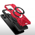 Tok iPhone 16 Pro Max-hoz, páncélozott, állvánnyal és fogantyúval, piros