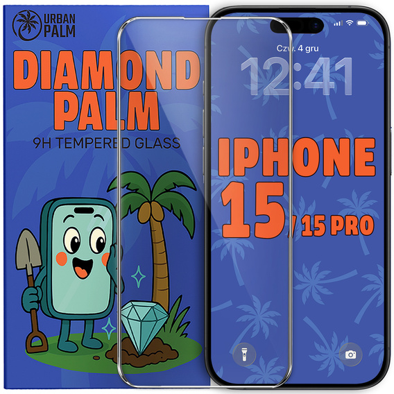 Diamond Palm edzett üveg iPhone 15/15 Pro készülékekhez