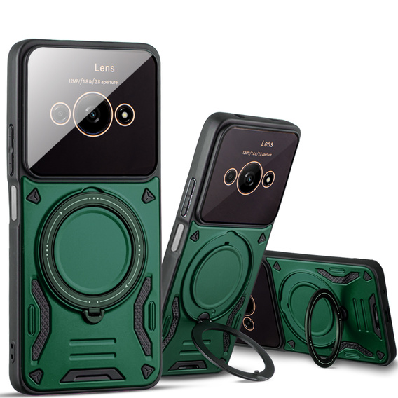 Páncélozott tok a Xiaomi Redmi A3 készülékhez, Magnetic Ring, zöld