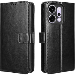 Pattintható tok Oppo Reno 14-hez, texturált Crazy Horse, fekete